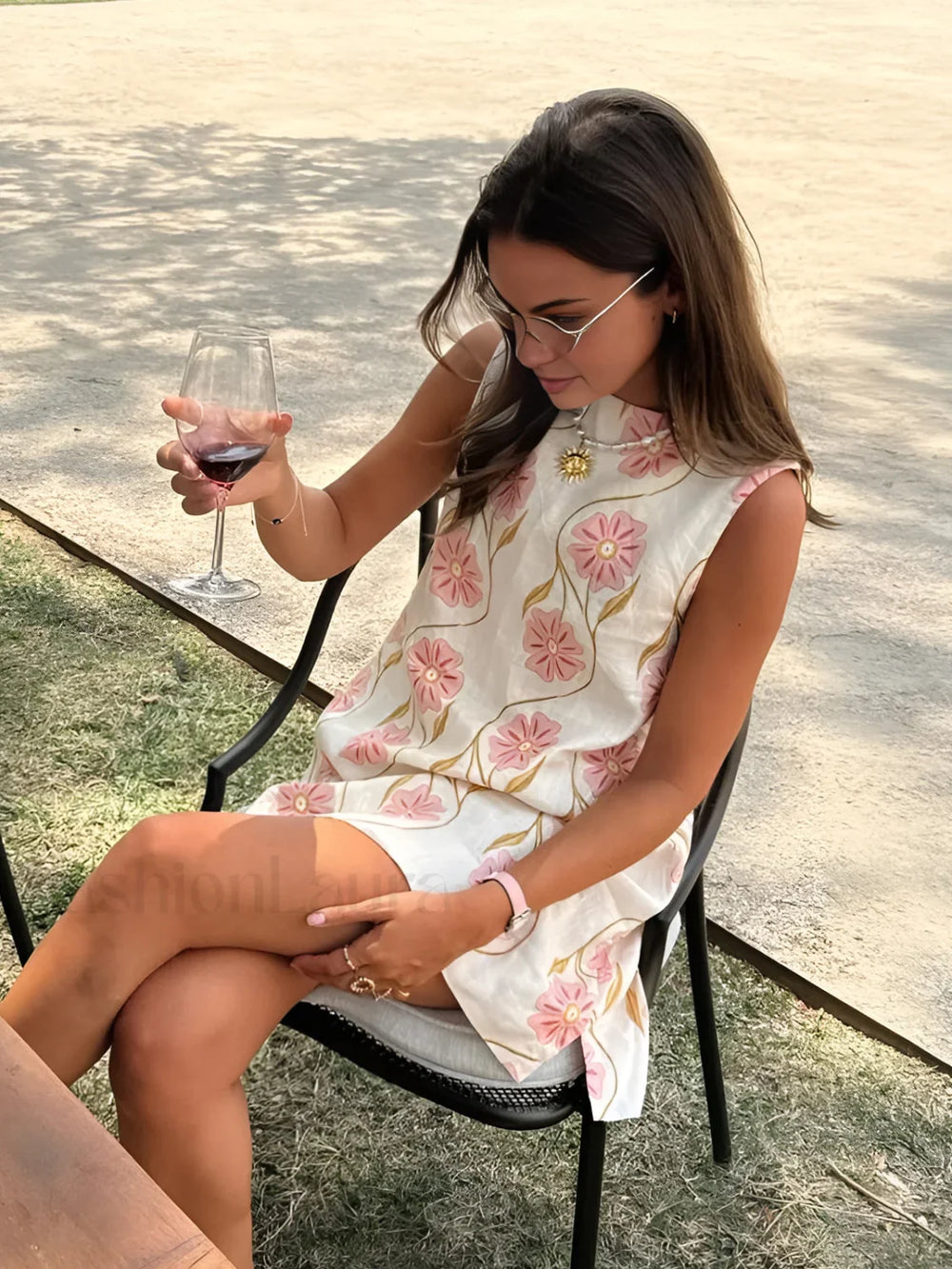 Romantic Print Sleeveless Short Dress White / XS Dresses