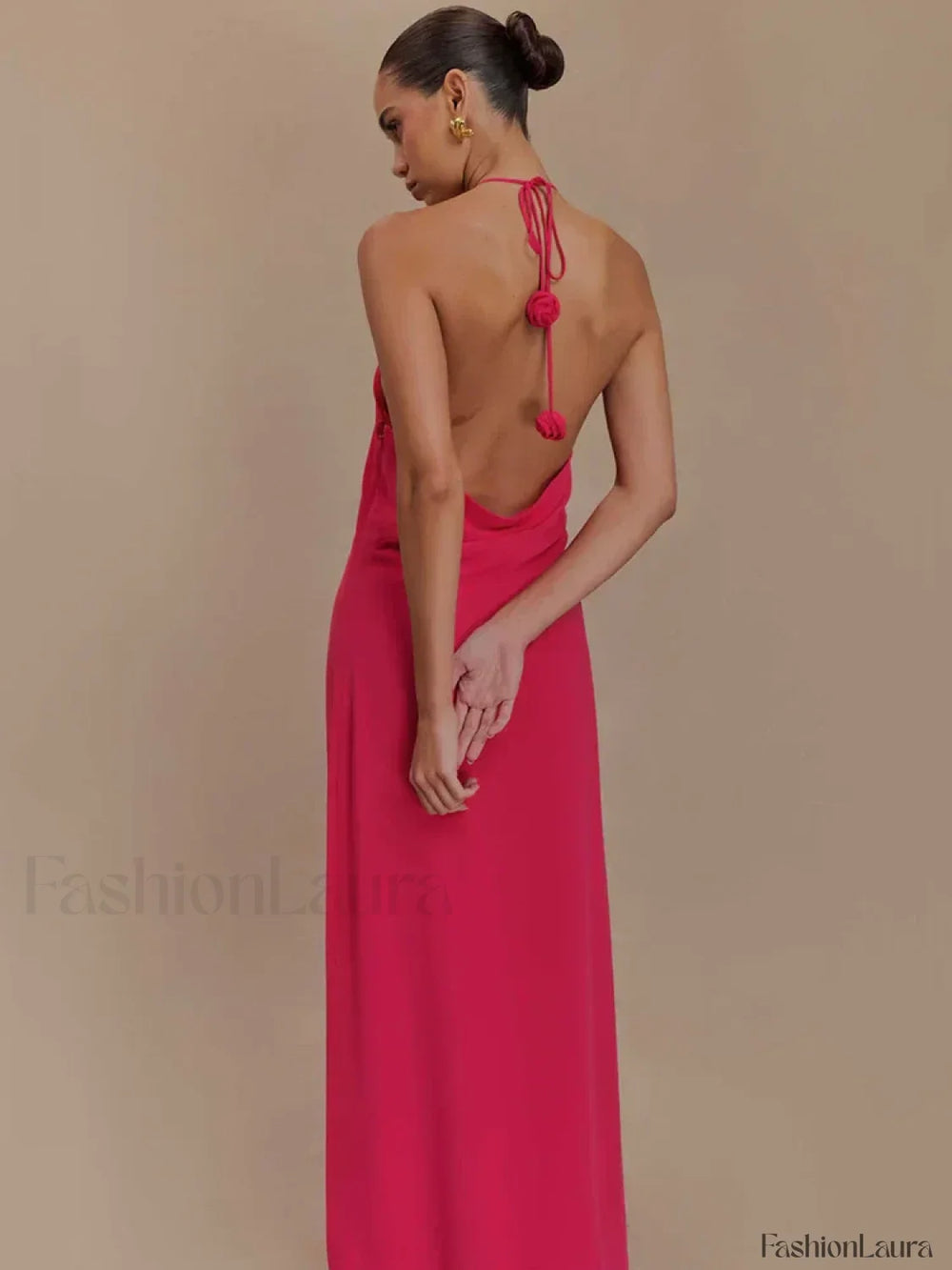 Rose Lace up Off Shoulder Maxi Dress