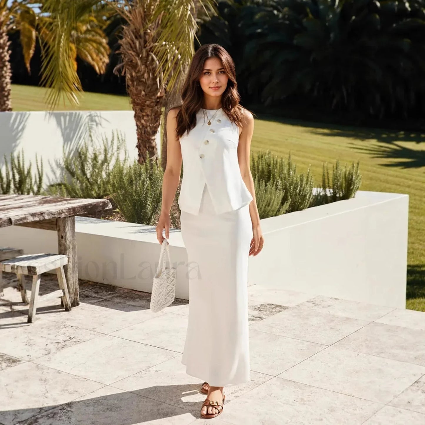 Round Neck Solid Color Fashion Suit Maxi Dress