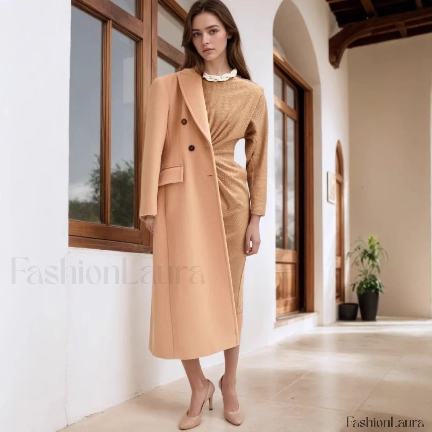 Round Neck Waist Twist Slim Fit Midi Maxi Dress