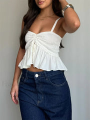 Ruched Babydoll Sweetheart Crop Top