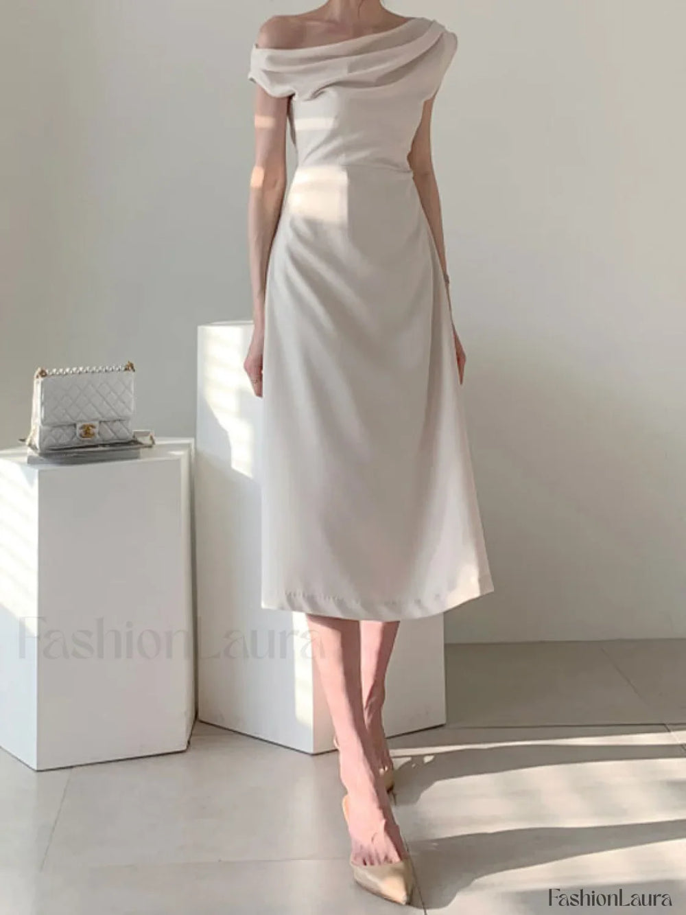 Ruched Boat Neck Party Midi Dress Midi Dresses