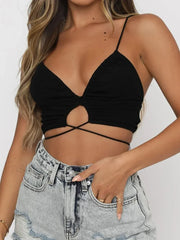 Ruched Deep V Neck Crop Top