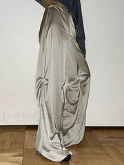 Ruched Drapey Casual Straight Leg Pants Pants