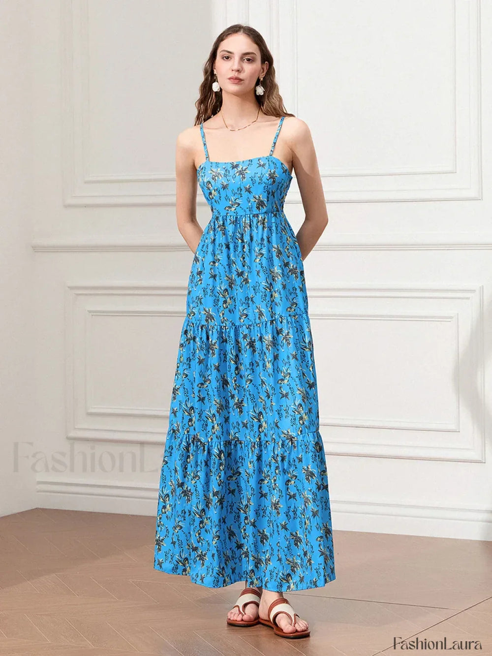 Ruched Floral A Line Maxi Dress