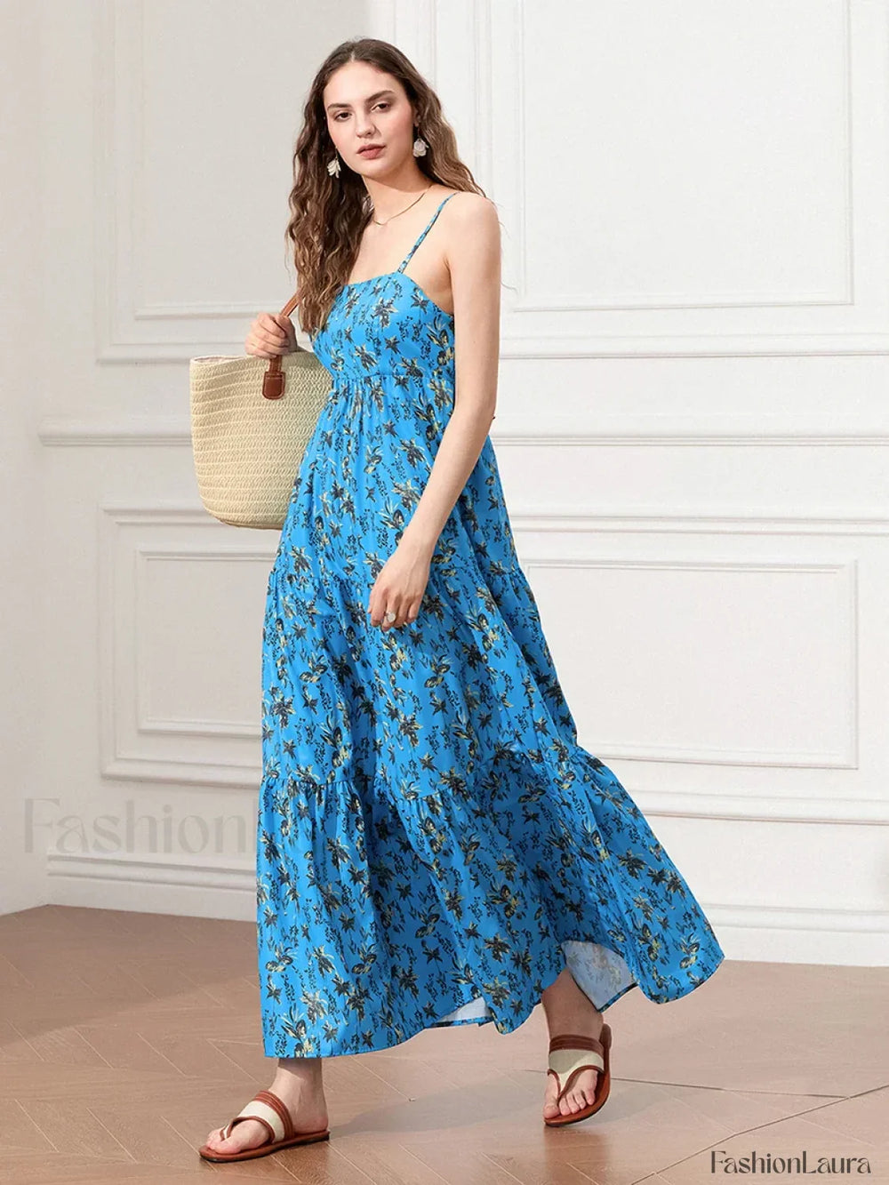 Ruched Floral A Line Maxi Dress