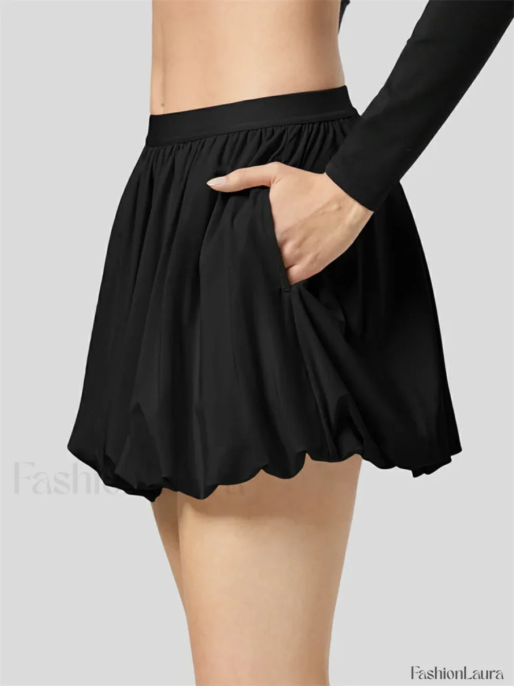 Ruched Pleated A Line Mini Skirt