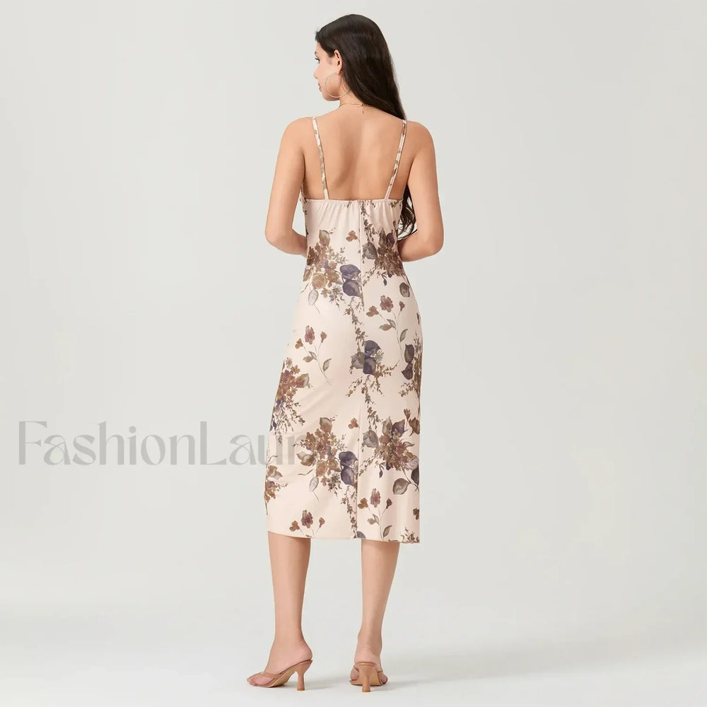 Ruched Square Neck Midi Dress