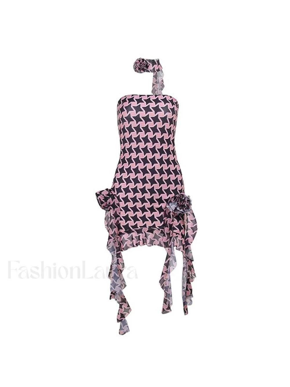 Ruffle Flower Embellish Bandeau Mini Dress Mini Dresses