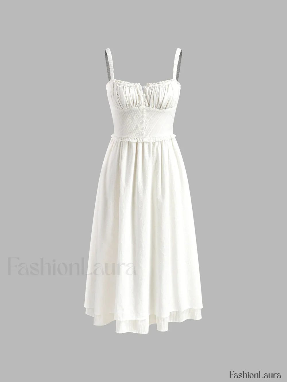 Ruffle Hem Cami Plain Midi Dress Dresses