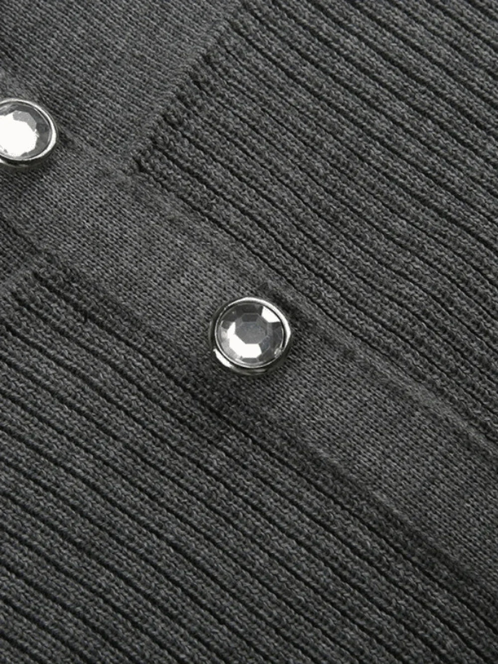 Ruffle Patchwork Buttoned Knit Top Sweaters