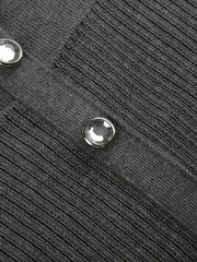 Ruffle Patchwork Buttoned Knit Top Sweaters