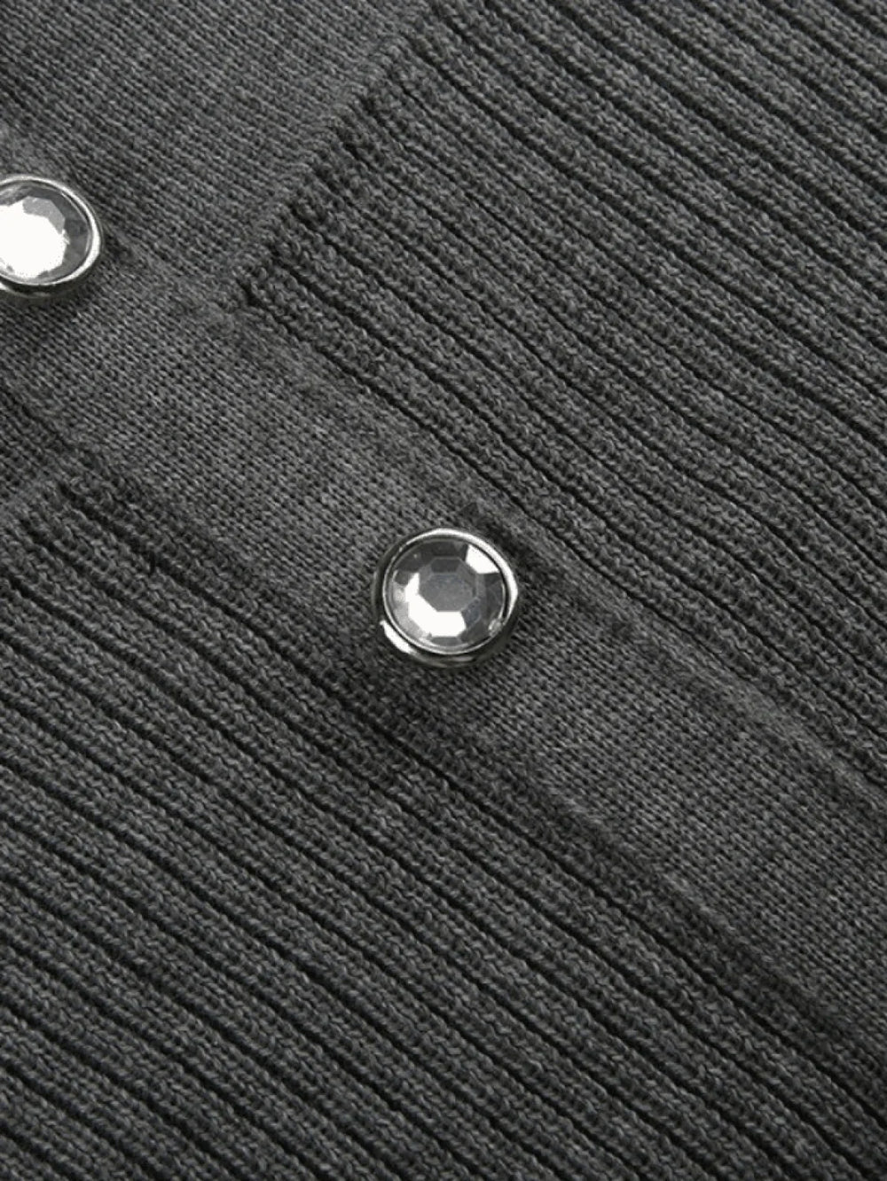 Ruffle Patchwork Buttoned Knit Top Sweaters