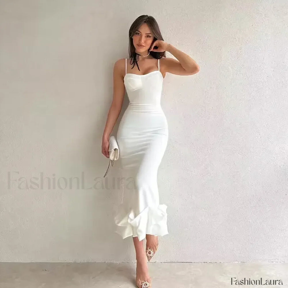 Ruffled Pencil Bodycon Midi Dress