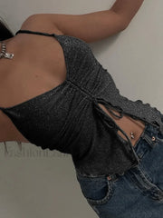 Ruffled Slit Tank Top Tops&Tees