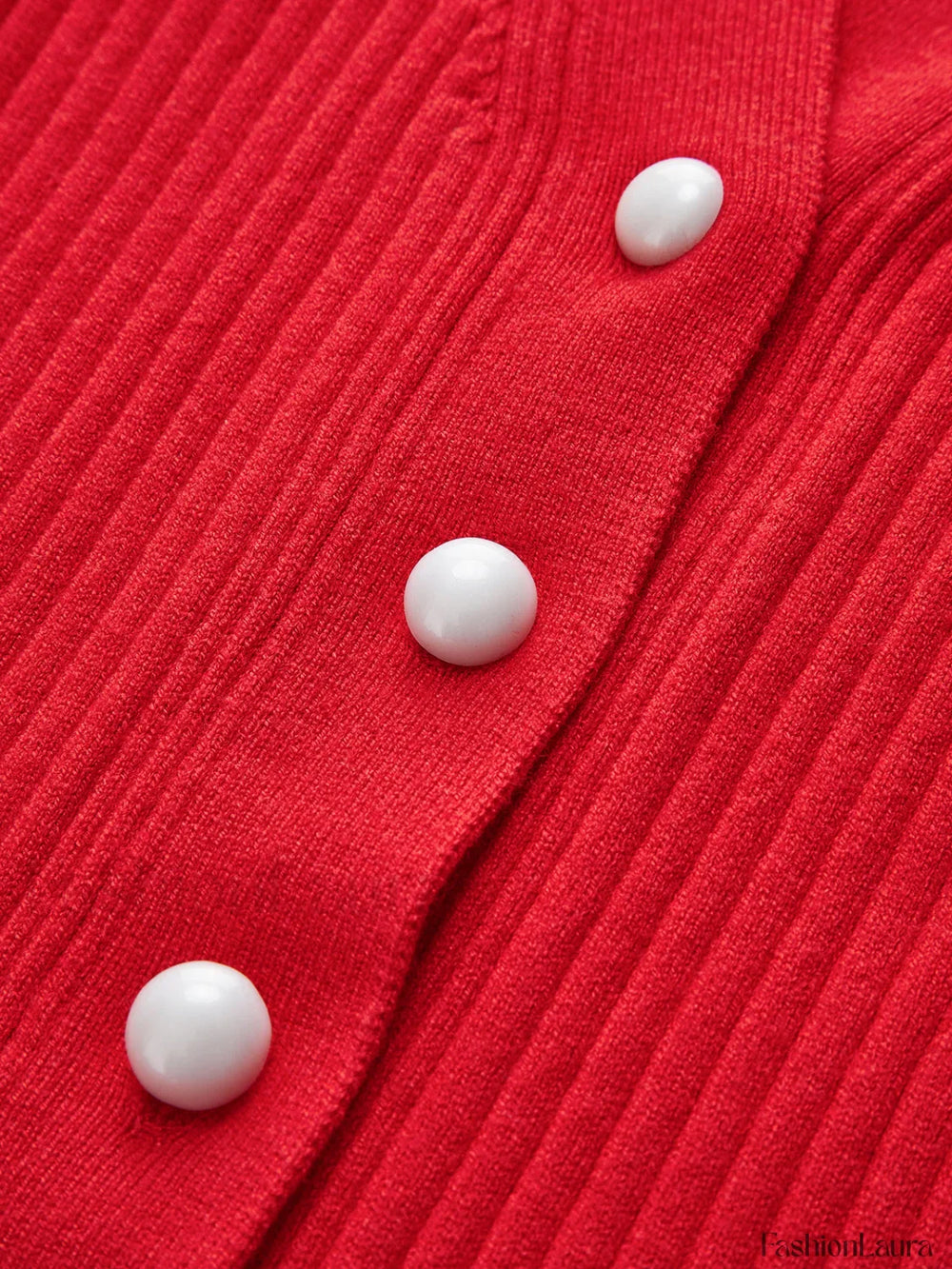 Ruffled Trim Pearl Button Long Sleeve Cardigan Cardigans