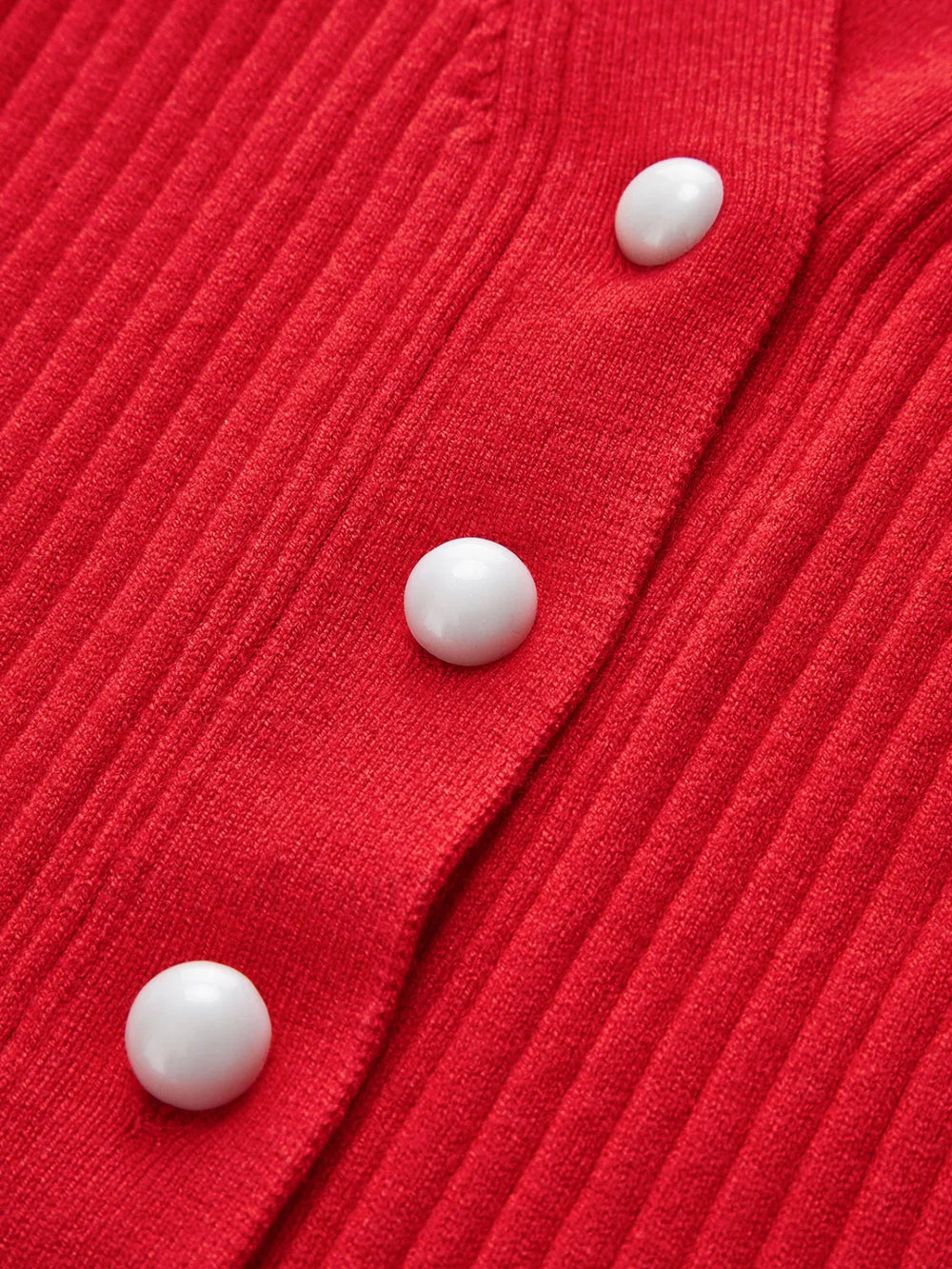 Ruffled Trim Pearl Button Long Sleeve Cardigan Cardigans