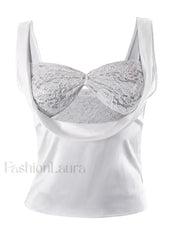 Satin Draped Lace Bralette Top Tops&Tees