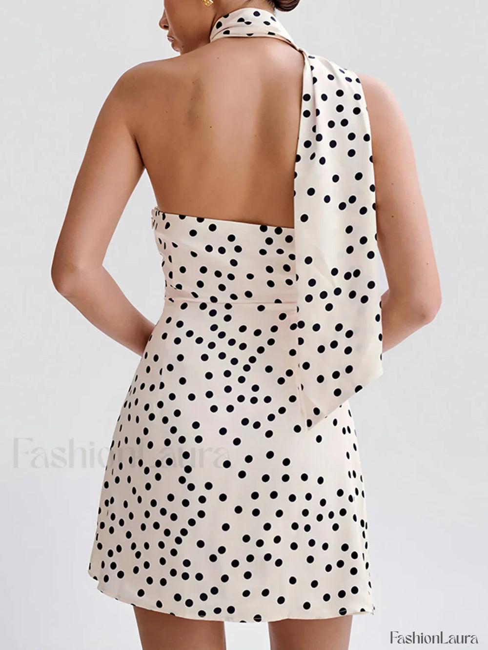 Satin Polka Dot Asymmetrical Dress Dresses