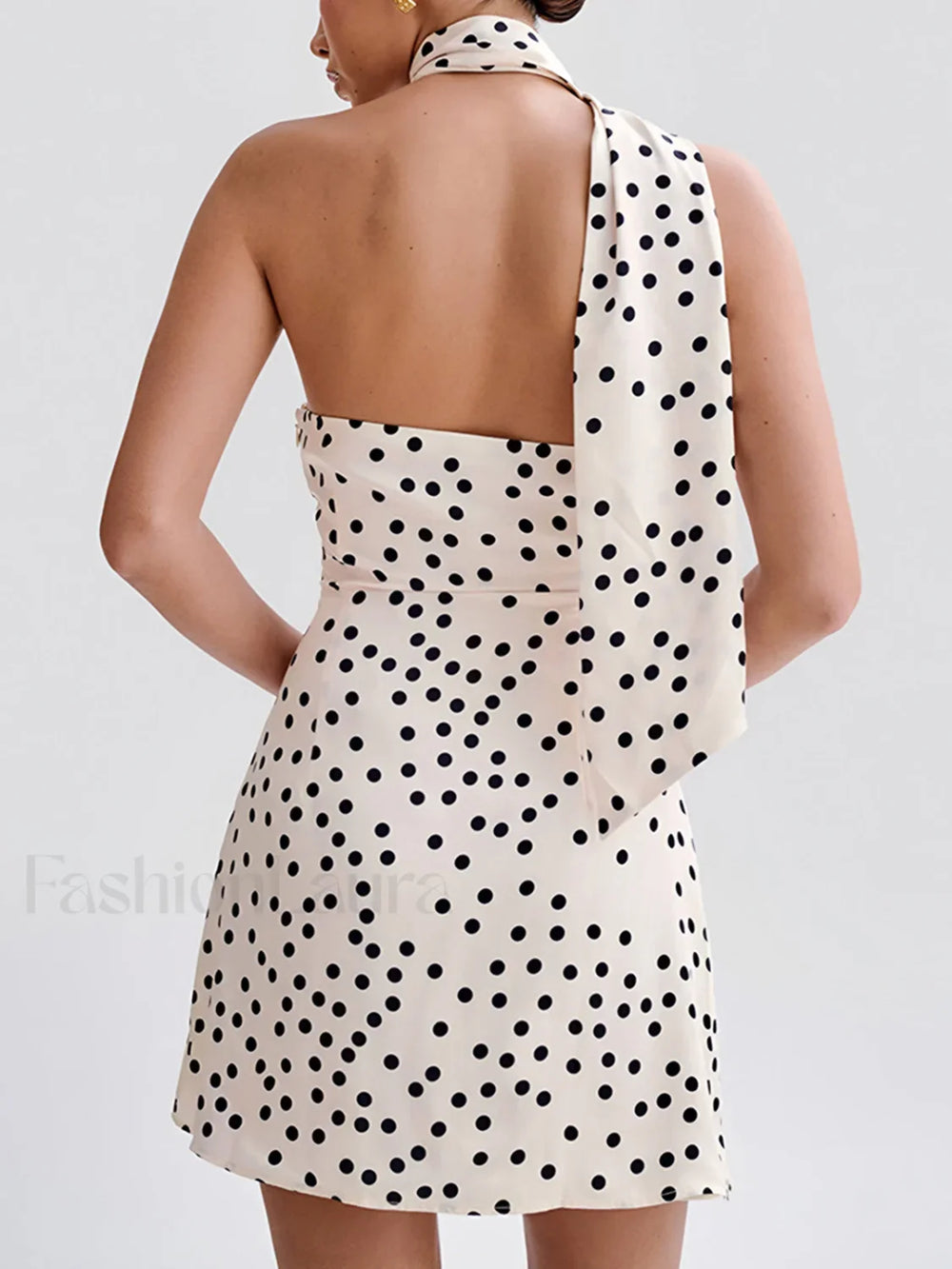 Satin Polka Dot Asymmetrical Dress Dresses