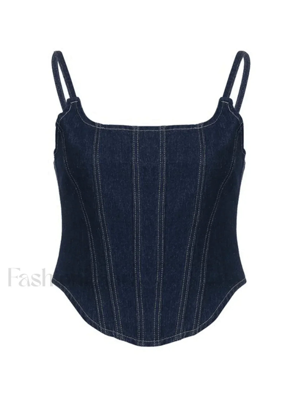 Seam Detail Denim Corset Top Tops&Tees