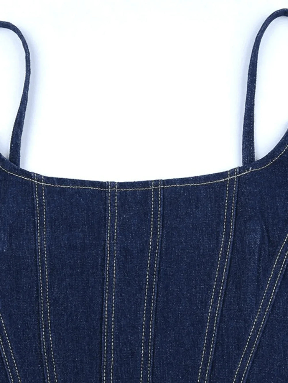 Seam Detail Denim Corset Top Tops&Tees
