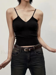 Seamless Deep Graceful Neck Ribbed Cami Black / S Tank Tops & Camis