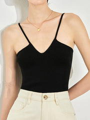 Seamless Deep Graceful Neck Ribbed Cami Tank Tops & Camis