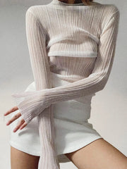 See Through Graceful Mesh Textured Shirt T Shirts