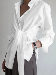 Semi Sheer Button Down Tied Long Shirt White / XS Shirts
