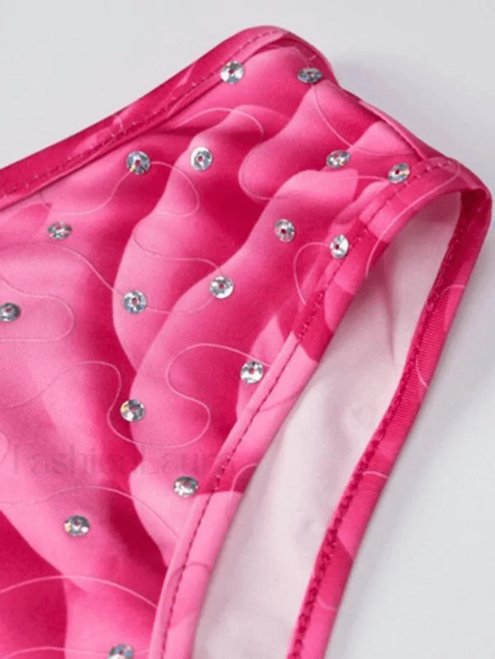 Sequin One Shoulder Floral Crop Tank Top Tops&Tees