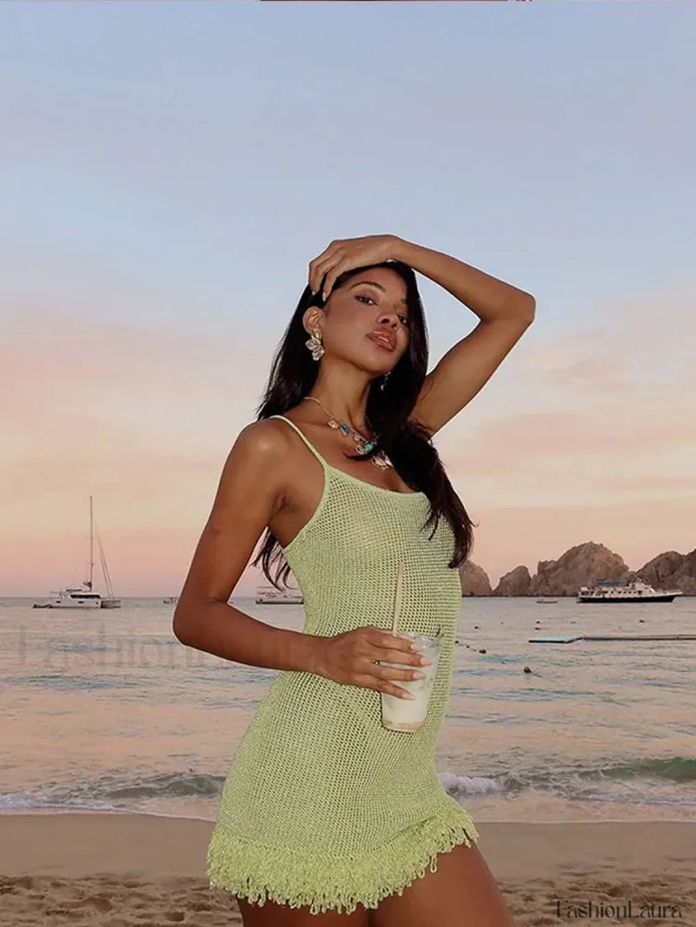 Sequin Tassel Hem Mini Dress