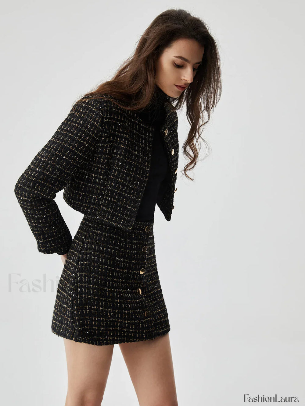 Sequined Button Graceful Short Blazer Blazers