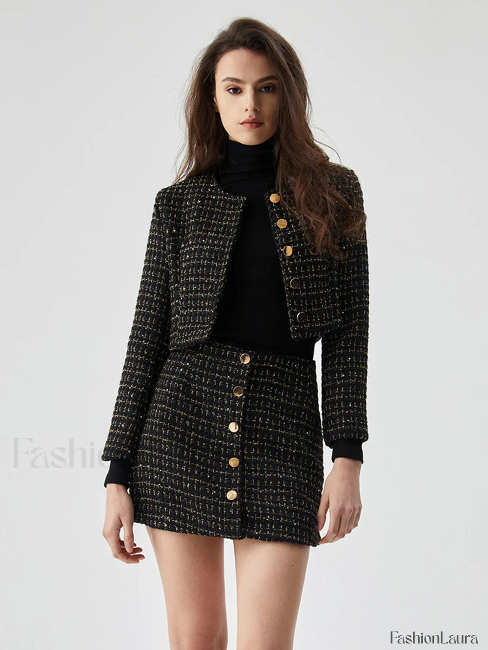 Sequined Button Graceful Short Blazer Blazers