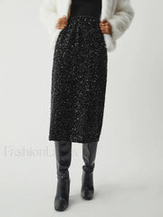 Sequined Charming Midi Skirt Skirts