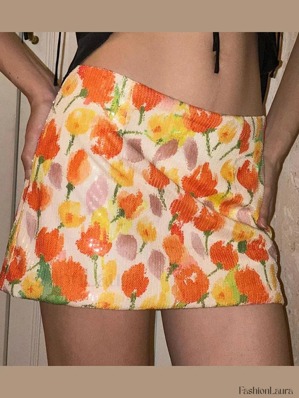 Sequins Flower Party Skirt