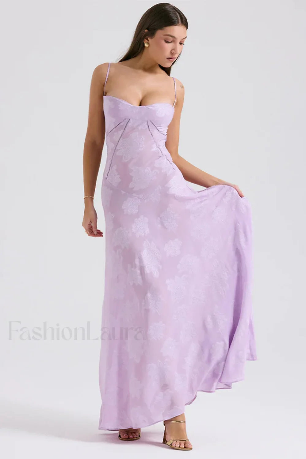 Serena Vintage Black Charming Printed Maxi Dress XS / Purple Party Dresses L