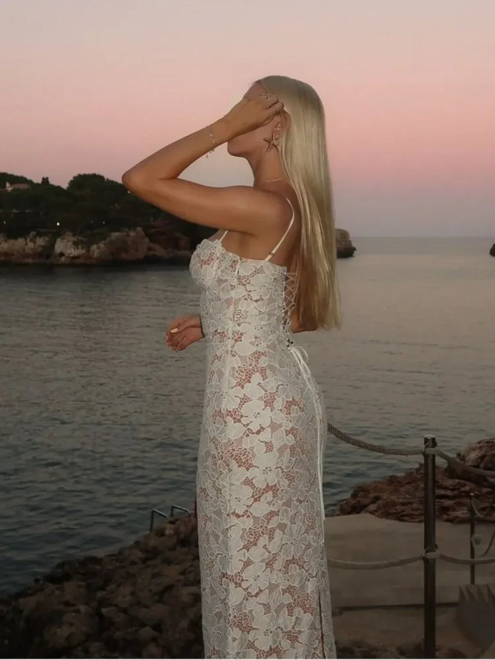 Sexy Lace Splicing Floral Dress