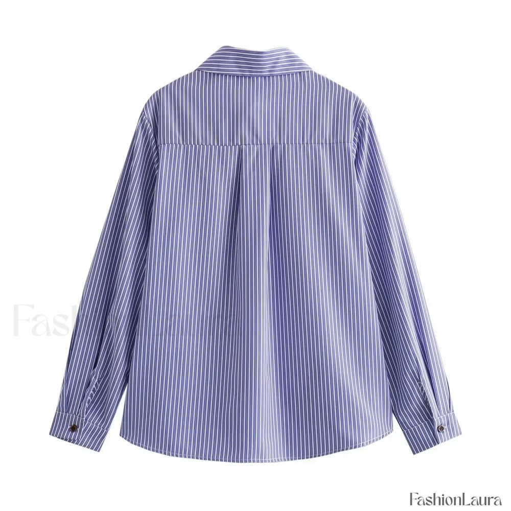 Sexy Lapel Oblique Open Off Shoulder Striped Loose Blouse
