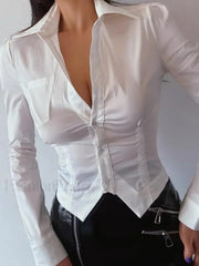 Sexy Long French Ruched Retro Blouse