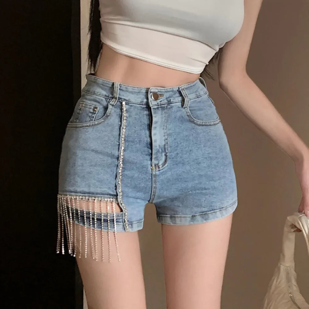 Sexy Rhinestone Tassel Women’s Shorts