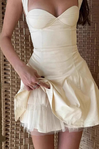 Sexy Tube Top Drawstring Waist A Line Mesh Mini Dress