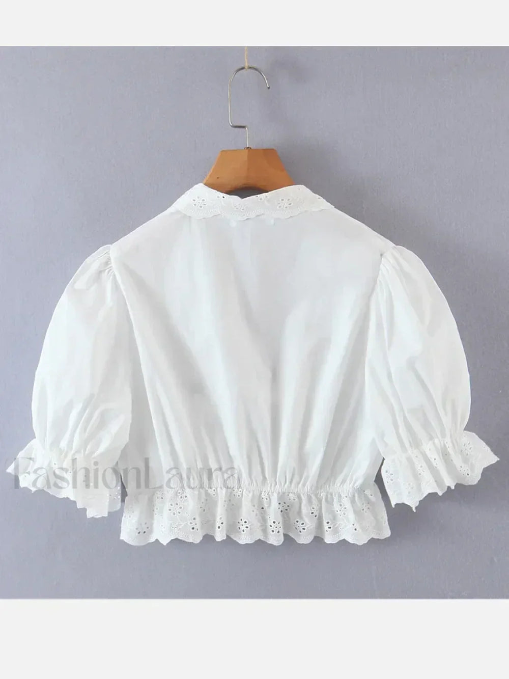 Sexy White Flower Sleeve Cropped Bow Tops Blouse