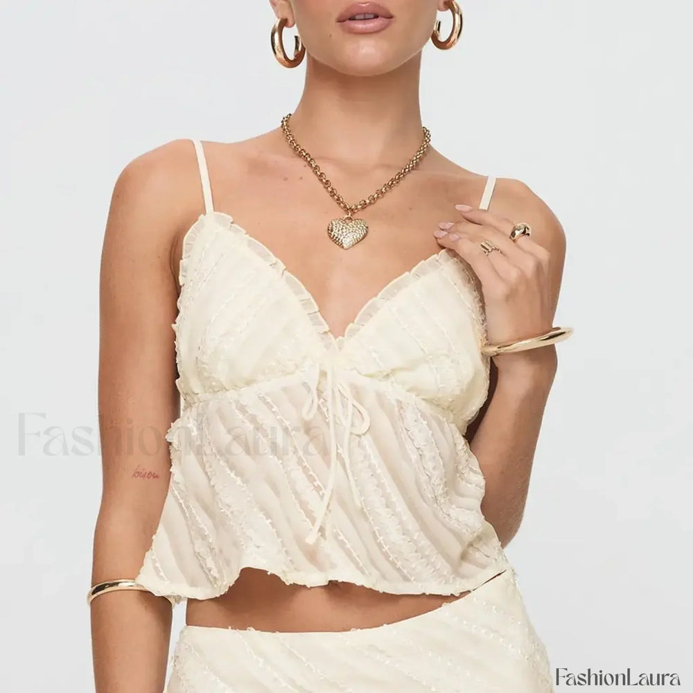 Sheer Beach Bow Tie Crop Top