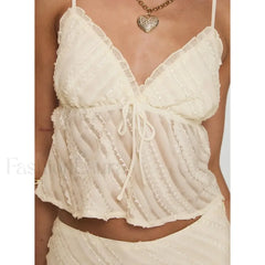 Sheer Beach Bow Tie Crop Top