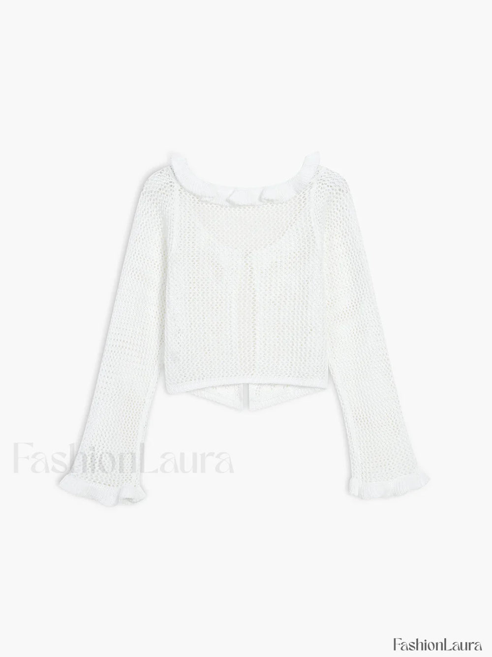 Sheer Crochet Eyelet Fly Away Cardigan Cardigans
