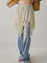 Sheer Floral Lace Mini Skirt