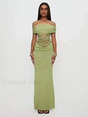 Sheer Green Strapless Maxi Dress