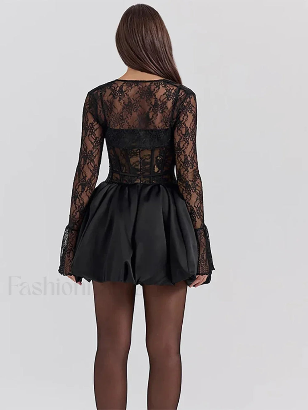 Sheer Lace Two Piece Mini Dress
