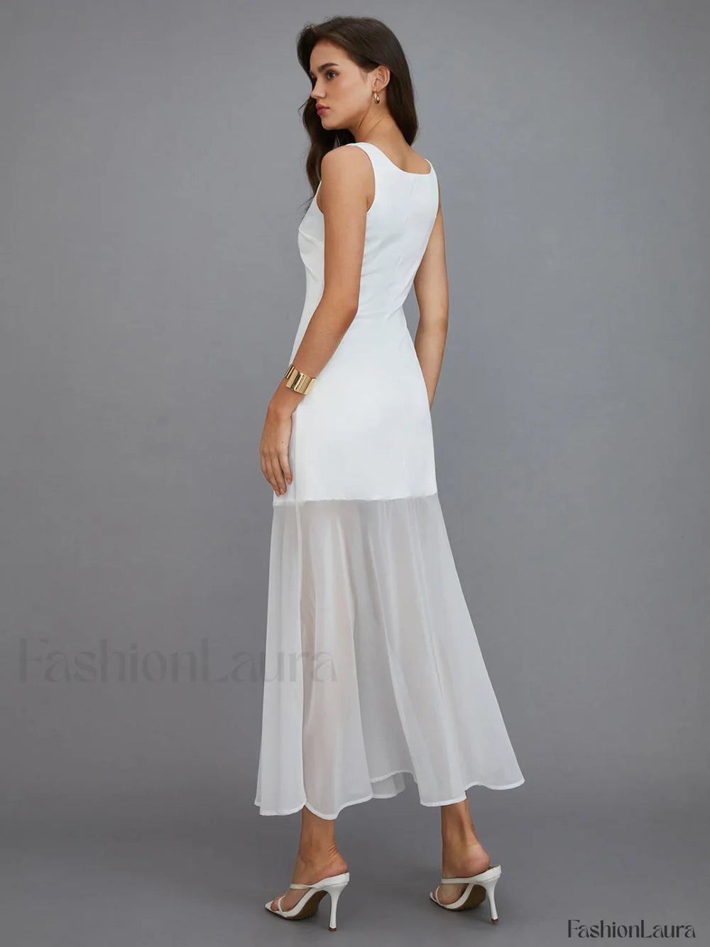 Sheer Overlay Long Dress Dresses